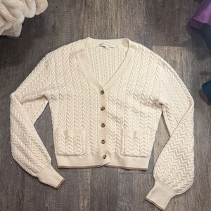 Favorite Daughter Ivory Cable Knit Cardigan